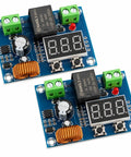 12V to 36V DC Low Voltage Cutoff Module With Programmable Battery Protector And LED Display, Plug And Play Ready Low Voltage Disconnect Switch For 12V 24V 36V Solar, RV, Car, And Boat Battery Systems, 2 Pack, blue PCB