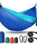 Ultralight Parachute Nylon Camping Hammock With Two Tree Straps Supports Up To 600 Lbs For Single Or Double Use Travel Swing Outdoor Gear For Beach Backpacking And Hiking Blue