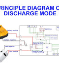 Principle diagram showing discharge mode wiring for 2 In 1 Low Voltage Protector For Batteries, 40A DC 5V To 60V Cutoff