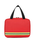 Front view of Red First Aid Bag Empty Organizer For Home Office Car Travel Camping Sports Grab And Go Emergency Kit Pouch Portable
