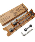 Anti Theft Bicycle Locking Skewer Set With 7 Lobe Security Key For Mountain And Road Bikes in packaging, black, with key