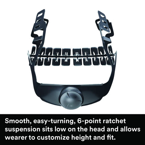 Climbing Style Inspired Safety Helmet With Six Point Suspension, vented for all-day cool comfort and adjustability detail