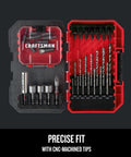 35 Piece Screwdriver Bit Set With Heavy Duty Shock Resistant Steel CNC Machined Tips displayed in open case