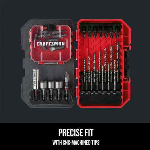 35 Piece Screwdriver Bit Set With Heavy Duty Shock Resistant Steel CNC Machined Tips displayed in open case
