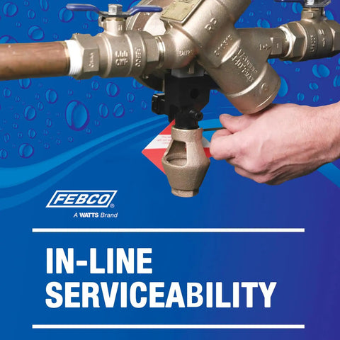 Industrial Grade Lead-Free Bronze Y Pattern Rpz Backflow Preventer With Built-In Flood Sensor displayed with hands adjusting valve.