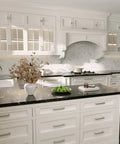 Modern kitchen with white cabinetry featuring 30 Pack Brushed Nickel Cabinet Pulls Square Dresser Handles In Stainless Steel For Drawers And Cupboards, 7-1/2 Inch Centers, Heavy Duty Hardware For Kitchen Cabinets And Furniture.