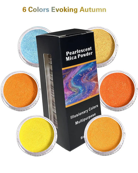 Hella Smooth Mica Powder 6 Pack Slick Compact Pigment Kit For Epoxy Resin Pouring Soap Crafting Nail Art Candle Dye Deadly Bright Autumn Theme Top Shelf Diy Art Supplies