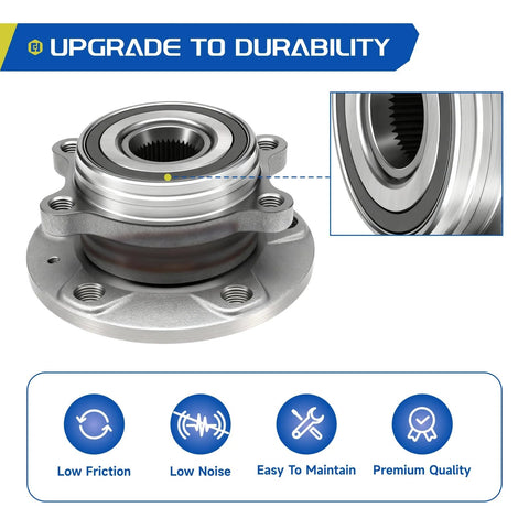 2 Pack Front Wheel Bearing Hub Assembly 5 Lug With ABS Compatible With Audi A3 Quattro Q3 TT 12-18 Beetle 09-17