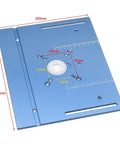 Top Shelf Aluminum Router Table Insert Plate Featuring Crisp Measurement Scale, 200mm x 240mm, blue, for precise woodworking.