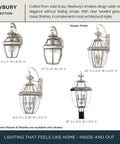 Newbury 20 Inch Outdoor Wall Lantern 2 Light Pewter Finish With Clear Beveled Glass E12 Base, shown with brass durability.