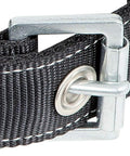 Buckle detail of Fall Protection Safety Harness Positioning Belt With Padded Lumbar Support 2 D Rings Black XL