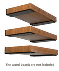 Six Inch Floating Shelf Brackets, Built Tough Heavy Duty Hidden Mounts for wall, black powder coated, supports wood boards