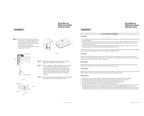 Dual mount stainless steel kitchen sink installation and care guide showing steps for Prep Ready 15 Inch Workstation Sink Drop In Or Undermount 15x15 Inch Single Bowl 18 Gauge Stainless Steel Handmade Kitchen Bar Sink With Integrated Ledge Bamboo Cutting Board Bottom Grid And Strainer