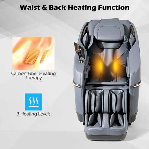 Zero Gravity Full Body Massage Chair Featuring SL Track Kneading Heated Lumbar Padding Built In Airbags Smart Voice Activation Auto Body Scan For Instant Muscle Recovery And Top Tier Daily Chill Vibes In Grey