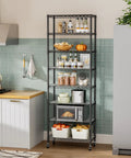 8 Tier Adjustable Metal Wire Storage Shelf Unit For Kitchen Garage And Laundry Beefy Build Sturdy Standing Rack With Rust Resistant Coating And 800lbs Total Capacity Easy Assembly Space Saving Organizer, black metal shelf in kitchen