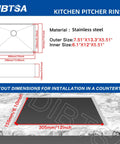 Diagram of Automatic Cup Rinser With Base, Stainless Steel Glass Washer For Sink With Side Spray, Drain And Drip Tray dimensions.
