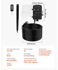 Heavy-Duty Outdoor Power Stake with Smart Timer Acts As a Power Party Starter Transforming One Dead Outlet Into Six Connected Hubs, 50 ft weatherproof extension cord with remote, black color and ground stakes.