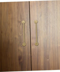 Brushed Brass Cabinet Handles Set Of 2 Solid Brass Drawer Pulls with Base on wooden doors