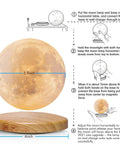 Lit Levitating Moon Lamp With 18 Color Modes And Remote Control Magnetic Levitation Floating Moon Night Light 5.9 Inch Safe PLA Material on wooden base with instructions