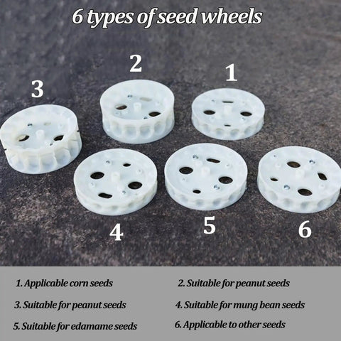 Six seed wheels for Manual Seeder For Easy And Efficient Sowing With Equidistant Quantitative Row Planting And A Rustproof Broadcast Spreader