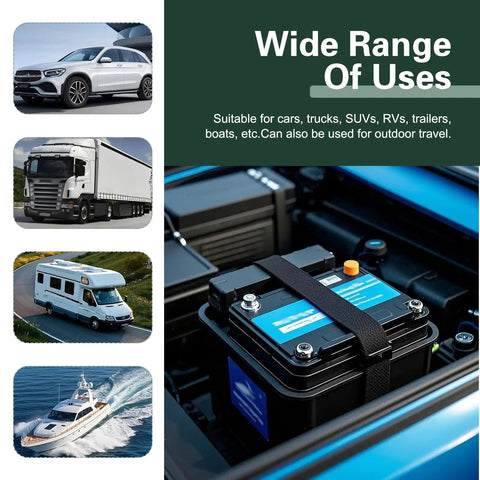 Tough As Nails 39 Inch Battery Hold Down Straps Heavy Duty Car Battery Tie Down Webbing With Quick Release Buckles Weather Resistant For Truck Suv Boat Rv Black securing a battery in a vehicle engine compartment.