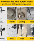 Beast Mode 10 Amp Corded Drill Mixer Kit with five eighth inch chuck mixing concrete, paint, plaster; drilling brick, wood, metal