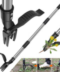 46 Inch Stand Up Weed Puller Tool, 4 Claw Weeder With Adjustable Handle, ergonomic garden tool for weed removal in lawns.