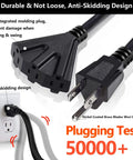 300 Ft Outdoor Indoor Extension Cord With 3 Outlets Heavy Duty 16 Gauge close-up showing plug and sockets with anti-skidding design