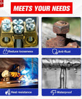 Red Thread Locker High Strength Threadlocker For Nuts Bolts And Fasteners Permanent Anaerobic Glue For Automotive And Machinery 50 Ml Keeps Fasteners Locked Tight Against Vibration And Thermal Cycling, features include reduce looseness, anti-rust, heat resistance, waterproof