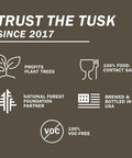 Infographic highlighting 100 Percent Pure Tung Oil Wood Finish Black Straight Up Durable attributes like VOC-free and food-safe.