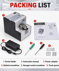 Packing list for Heavy Duty Automatic Screw Feeder Machine With Smart Precision Counting Capabilities, includes tools and manual.
