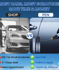 Comparison of car repair methods with a Magic Pen Car Scratch Remover For Vehicles versus professional shop service.