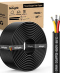 Heavy Duty 50 Foot 20 AWG 3 Core Electrical Wire Featuring Solid Tinned Copper And Sleek Red Black Yellow Jackets For Top Tier Conductivity And Rock Solid Power Delivery, wrapped in black sheathing.