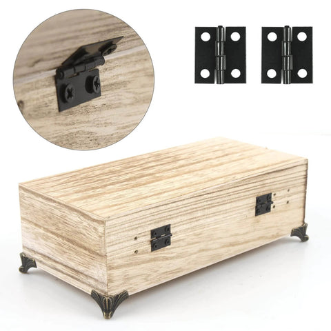 Tiny 18x15mm Wooden Box Hinges Set With 200 Screws for DIY Jewelry Boxes Black Small Folding Butt Hinges Retro Style