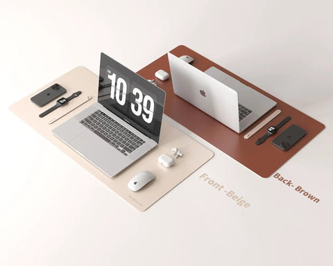 Double Sided Two Tone Faux Leather Desk Mat For Large Mouse Pad Office And Home Workspace Organizer 32 By 16 Inches
