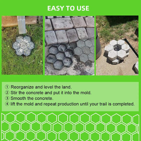 Reusable Honeycomb Concrete Mold Set For Walkways And Stepping Stones DIY Paver Path Maker used to create garden pathway.