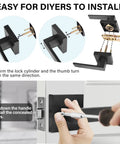 Installation of Heavy Duty Hall And Closet Door Lock With Square Lever Matte Black Zinc Alloy For Passage Doors