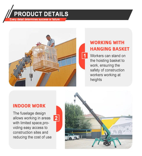 Killer Heavy Duty Hydraulic Crawler Crane With Telescopic Boom And Fly Jib operating a hanging basket for construction work.