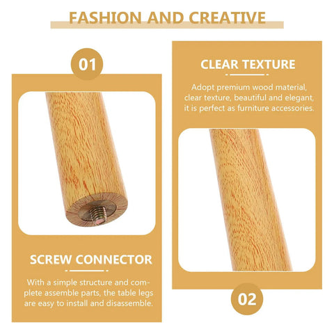 Replacement Wooden Table Legs With Stainless Steel Hardware Easy To Install Furniture Feet in solid wood, close-up texture