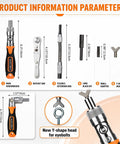 180 Degree Adjustable Ratchet Screwdriver And Wrench Set With Bit Kit Flexible Shaft Extension Metric Socket Set Details