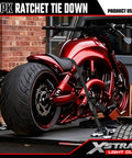 Eight Pack 1 Inch Wide By 10 Foot Ratchet Tie Down Straps Heavy Duty With 900 Pound Break Strength securing motorcycle
