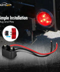 Red LED Trailer Marker Lights 2 Inch Round Kit With Grommets And Plugs And Pigtails Flush Mount Sealed Waterproof 12V For RVs