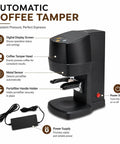 58mm Automatic Electric Espresso Tamper with digital display and portafilter holder for consistent coffee prep.