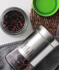 600 Milliliter Airtight Glass Coffee Storage Jar With Stainless Steel Lid Locks In Aroma For Beans Grounds Tea And Nuts on countertop