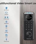 Smart Door Lock With Built In WiFi Camera And Doorbell For Front Door 6 In 1 Keyless Entry Deadbolt with keypad and fingerprint sensor