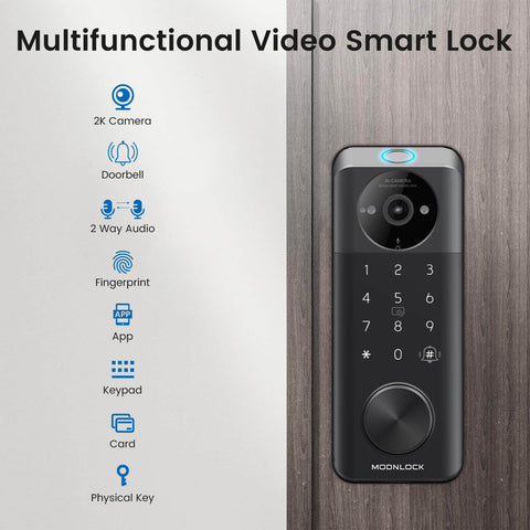 Smart Door Lock With Built In WiFi Camera And Doorbell For Front Door 6 In 1 Keyless Entry Deadbolt with keypad and fingerprint sensor