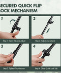 Ultra Lightweight Retractable Trekking Poles With 7075 Aluminum, Collapsible Hiking Poles With Flip Lock adjustment steps