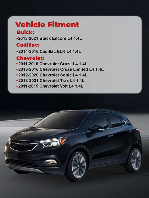 Front view of black Chevy Encore L4 1.4L, compatible with engine valve cover for 2013-2021 models and others listed.