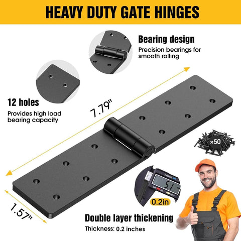 Heavy Duty Fence Gate Hinges 4 Pack 270 Degree Adjustable Barn Door Hinges With Screws for Backyard Wood Doors Garden Black Bifold Strap Folding Hardware