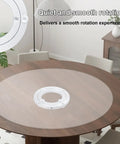 Top Shelf Aluminum Alloy 4 Pack Lazy Susan Turntables With Breezy 360 Spin Action For Kitchen Cabinets Countertops And Dining Tables Straight Up Hassle Free Organizer Hardware on a wooden table.
